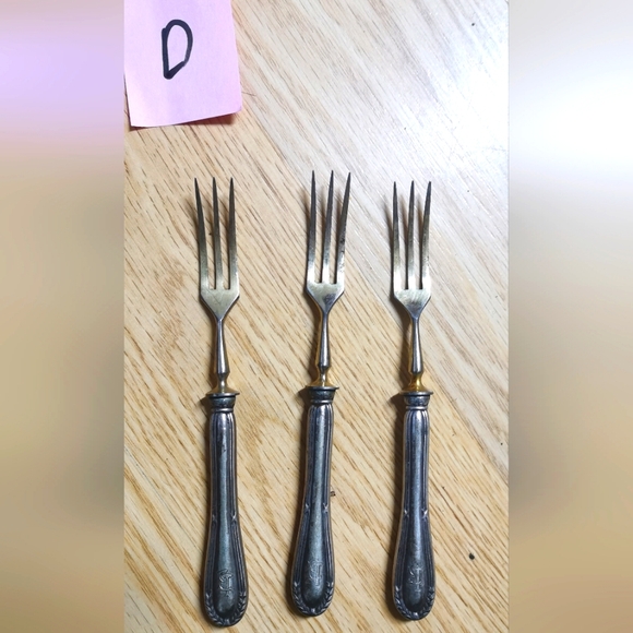 Lot of 3 c. 1900 Antique German 800 Silver Handle Brass 6